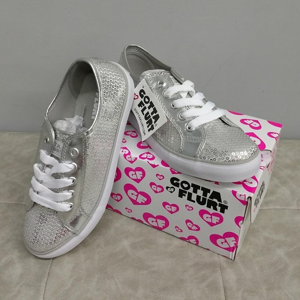 Silver Sequin Converse style Sneaker NWB
